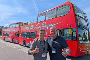 Tour Bus Merger For Sight Seeing Around Liverpool And Chester